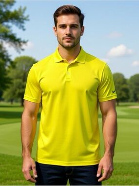 Nike Golf Mens Polo Shirt Vibrant Yellow Size XXL Dri Fit